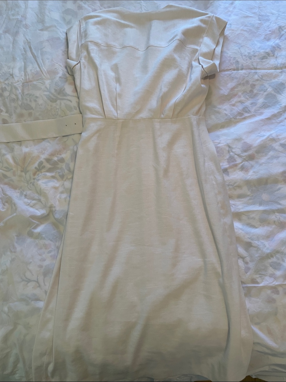 Veronica Beard Octavia Stretch Linen Off-White Wrap Midi Dress - Picture 14 of 16